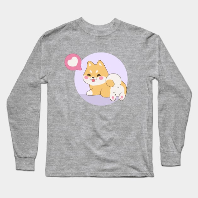 Kawaii Shiba Inu With Love Long Sleeve T-Shirt by Purplehate